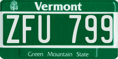 VT license plate ZFU799