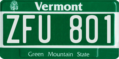 VT license plate ZFU801