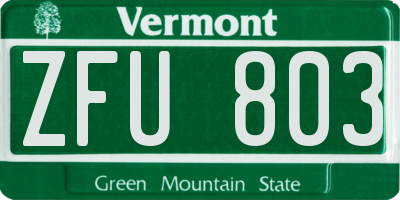VT license plate ZFU803