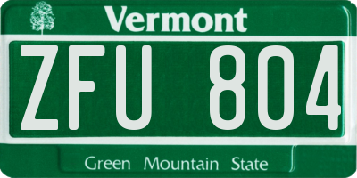 VT license plate ZFU804