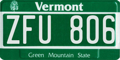 VT license plate ZFU806