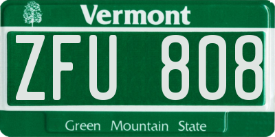 VT license plate ZFU808