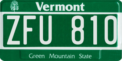 VT license plate ZFU810