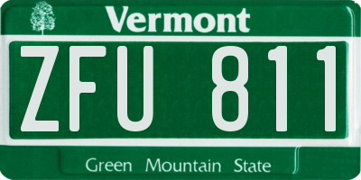 VT license plate ZFU811