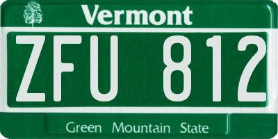 VT license plate ZFU812