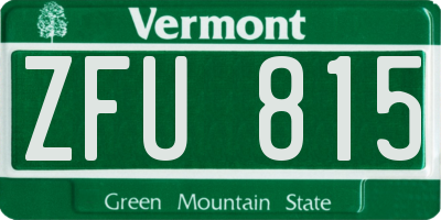 VT license plate ZFU815