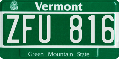 VT license plate ZFU816
