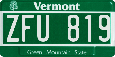 VT license plate ZFU819