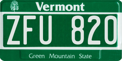 VT license plate ZFU820