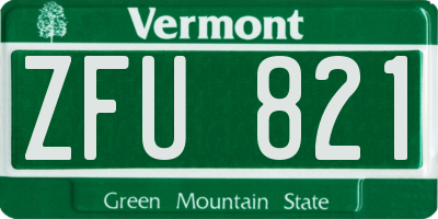 VT license plate ZFU821