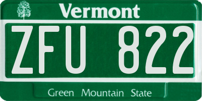 VT license plate ZFU822