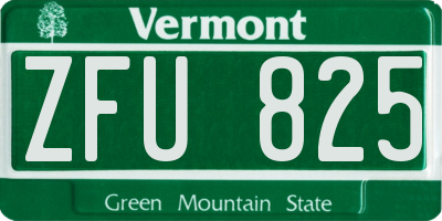 VT license plate ZFU825