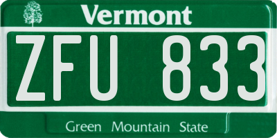 VT license plate ZFU833