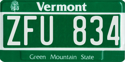 VT license plate ZFU834