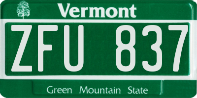 VT license plate ZFU837