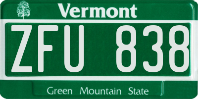 VT license plate ZFU838