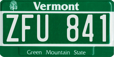 VT license plate ZFU841