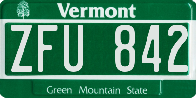 VT license plate ZFU842