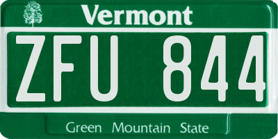 VT license plate ZFU844