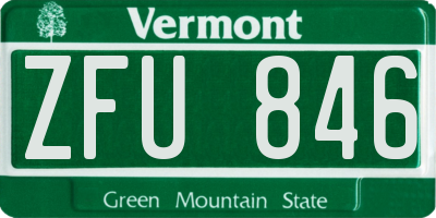 VT license plate ZFU846