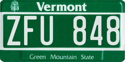 VT license plate ZFU848