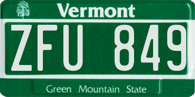 VT license plate ZFU849