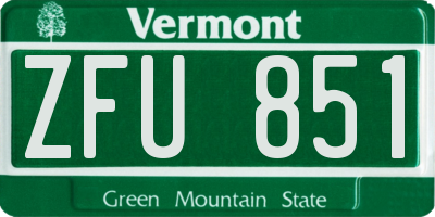 VT license plate ZFU851