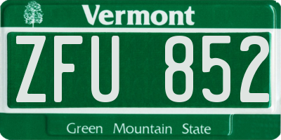 VT license plate ZFU852