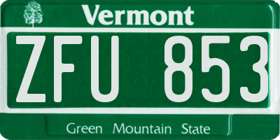 VT license plate ZFU853