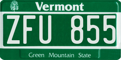 VT license plate ZFU855