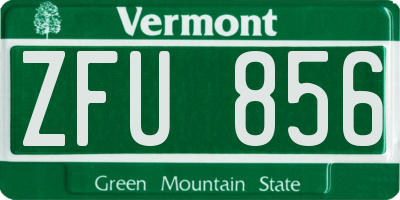 VT license plate ZFU856