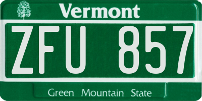 VT license plate ZFU857