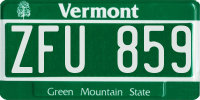 VT license plate ZFU859