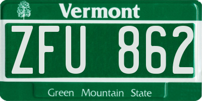 VT license plate ZFU862