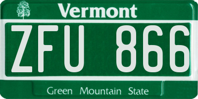 VT license plate ZFU866