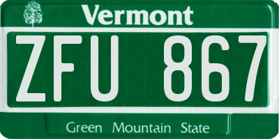VT license plate ZFU867