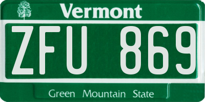 VT license plate ZFU869