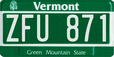 VT license plate ZFU871