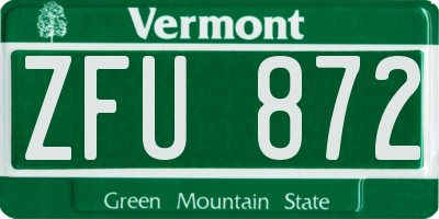 VT license plate ZFU872