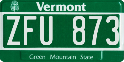 VT license plate ZFU873