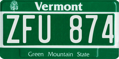 VT license plate ZFU874