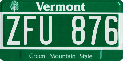 VT license plate ZFU876