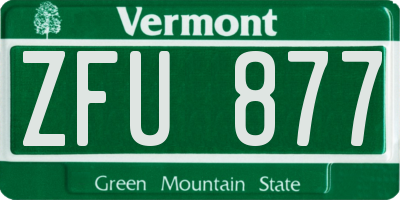 VT license plate ZFU877