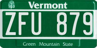 VT license plate ZFU879