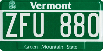 VT license plate ZFU880