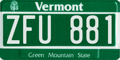 VT license plate ZFU881