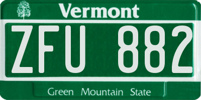 VT license plate ZFU882