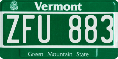 VT license plate ZFU883
