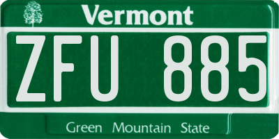 VT license plate ZFU885