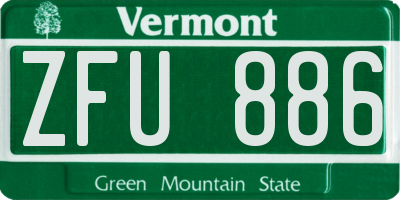 VT license plate ZFU886